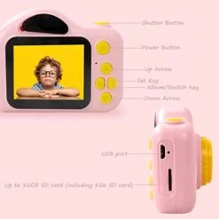 JRSHOME Kids Camera 1080P HD Digital Video Children Camera Portable Toys Toddler Photo With Games Pink For Age 3-10 Girls Gift For Christmas Birthday New Years -Folkmanis Toys Shop 41wJEDdUrmL