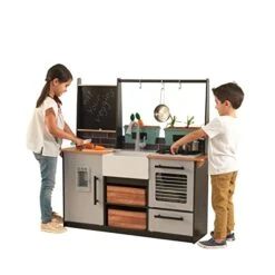 KidKraft Wooden Farm To Table Play Kitchen With EZ Kraft Assembly, Lights & Sounds, Ice Maker And 18 Accessories, Gift For Ages 3+