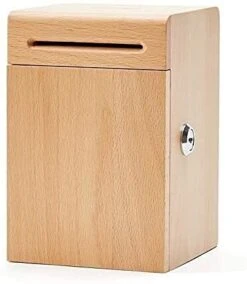 Piggy Banks For Children Boy Pure Solid Wood Piggy Bank Large Capacity Coin And Paper Money Saving Box With Lock Home Decoration Insurance Piggy Bank Piggy Banks Furniture Games