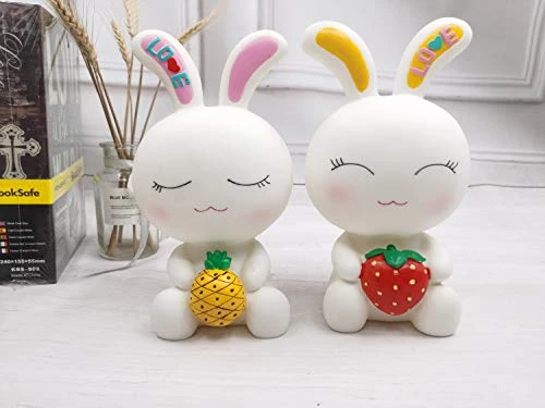 QTMY Vinyl Cute Bunny Piggy Bank Coin Bank For Girls Boys Adults,Easter Bunny Decor (Strawberry Rabbit) 6 QTMY Vinyl Cute Bunny Piggy Bank Coin Bank For Girls Boys Adults,Easter Bunny Decor (Strawberry Rabbit) - Image 4