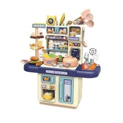 Kitchen Play Set With Accessories- Mini Kitchen Set With Realistic Light Sound - Indoor Games Kitchen Cooking Playset - Toys For Toddlers Children & Girls
