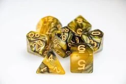 Sharp Edge Dice Set For DND For Dungeons And Dragons Ttrpg Games, Multi-Sided RPG Polyhedral Resin Roleplaying Games (Black Yellow Marble)