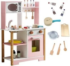 HILIROOM HILIROOM Wooden Kitchen Set For Kids, Play Kitchen With Toy Kitchen Accessories, Included Cookware Pots And Pans, Cooking Utensils, Pretend Kitchen Playset For Aged 3+ Boys/Girls -Folkmanis Toys Shop 41xX5ir0mzL. AC