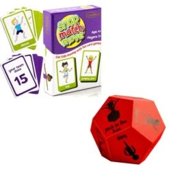 Covelico Fun Kids Exercise Equipment - Red Foam Dice And Exercise Cards, Kids Exercise Games For Kids Fitness, Outdoor Toys For Kids, Indoor Active Games