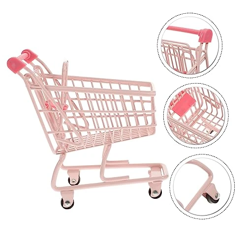 STOBOK 1pc Mini Supermarket Storage Mini Trolley Cart Dollhouse Desk Trinkets Furniture Dolly Desk Decorate Truck Shopping Cart Toddler Set With Wheels Pink Micro 6 STOBOK 1pc Mini Supermarket Storage Mini Trolley Cart Dollhouse Desk Trinkets Furniture Dolly Desk Decorate Truck Shopping Cart Toddler Set With Wheels Pink Micro - Image 4