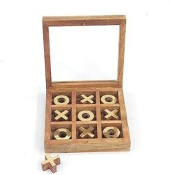 Tic Tac Toe Board Game, Small Wooden Tic Tac Toe Family Game Table Toy Handmade Solid Two-Player Parent-Child Interactive Board Games For Party Backyard Entertainment Travel Outdoor Indoor -Folkmanis Toys Shop 41yISYrtEML. AC
