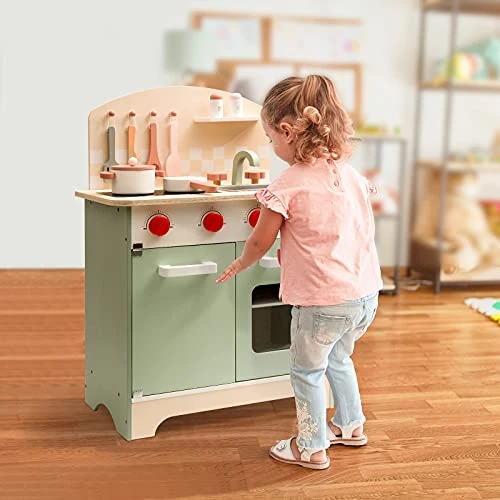 ROBOTIME Wooden Kitchen Playset For Kids Toddler, Wood Chef Pretend Play Kitchen Preschool Toy Kitchen Sets For Kids Boys Girls Ages 3 To 8 (Green) 4 ROBOTIME Wooden Kitchen Playset For Kids Toddler, Wood Chef Pretend Play Kitchen Preschool Toy Kitchen Sets For Kids Boys Girls Ages 3 To 8 (Green) - Image 2