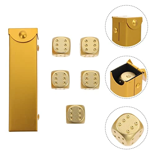 GENERIC 2sets Draw Alloy Supplies Math Craft Novelty Farkle - Exquisite Sided Tenzi Golden Case Cubes Bag Storage Playing Props Pub Small And Accessories Standard For Games 3 GENERIC 2sets Draw Alloy Supplies Math Craft Novelty Farkle - Exquisite Sided Tenzi Golden Case Cubes Bag Storage Playing Props Pub Small And Accessories Standard For Games