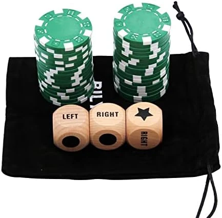 Bilywey Upgrade Left Right Center Dice Game Set With 3Pcs Beech Wood Dices + 36Pcs 11.5g Poker Chips (Red) 9 Bilywey Upgrade Left Right Center Dice Game Set With 3Pcs Beech Wood Dices + 36Pcs 11.5g Poker Chips (Red) - Image 7