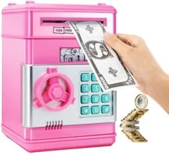 Pink Piggy Bank Cash Coin Can ATM Bank Electronic Coin Money Bank Money Saving Box For Teen Girl Toy Age 4 8 10 12 With Password Code Lock For Kids 4 7 8 9 10 11 Year Old Girl Gift Hot Best Gifts Idea -Folkmanis Toys Shop 41zOEf55NtL. AC