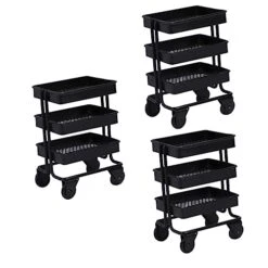Homoyoyo 3pcs Doll House Decoration Toddler Playset Miniature Rolling Cart Mini Storage Cart Mini Shopping Cart Kids Storage Baskets Metal Wheelbarrow Cart Storage Rack Mini House Decor Tub