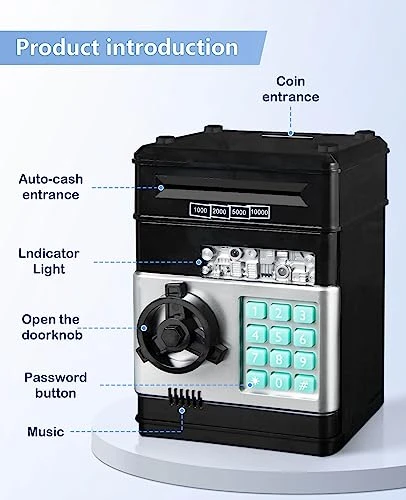 MAGIBX Piggy Bank For Boys Toys Age 6-8, Cash Coin Can ATM Bank Toys For 6 7 8 Year Old Boy Birthday Gifts, Electronic Money Saving Box For Kids 5-7 With Password Code Lock For Boys Age 8-10-12, Black 4 MAGIBX Piggy Bank For Boys Toys Age 6-8, Cash Coin Can ATM Bank Toys For 6 7 8 Year Old Boy Birthday Gifts, Electronic Money Saving Box For Kids 5-7 With Password Code Lock For Boys Age 8-10-12, Black - Image 2