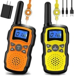 Wishouse Walkie Talkies For Kids Rechargeable With USB Charger 6000mAh Battery,Outdoor Camping Games With Flashlight Lanyard,Toys For Girls,Halloween Xmas Birthday Gift For Children 2 Pack Pink Purple -Folkmanis Toys Shop 51 C5WxwCwL. AC