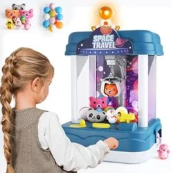 Ouzhimanxing Mini Claw Machine Toys & Games Fun Arcade Competition For Kids With 18 Random Plush Toys Included, Easy To Use Battery/USB Charging, Perfect Party Gift For Ages 3-8 (Yellow) -Folkmanis Toys Shop 51 Hy7L AlL. AC