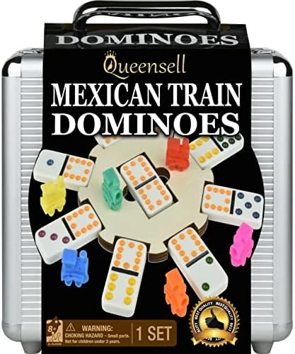 Queensell Mexican Train Dominoes Set For Adults With Wooden Hub, Tile Board Game - Dominos Set For Classic Board Games - Double 12 Dominoes Set For Family Games (Double 12) 8 Queensell Mexican Train Dominoes Set For Adults With Wooden Hub, Tile Board Game - Dominos Set For Classic Board Games - Double 12 Dominoes Set For Family Games (Double 12) - Image 6