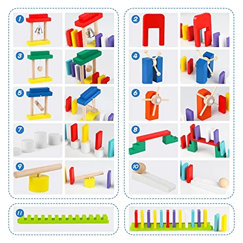 Wondertoys 600 PCS Dominoes Set For Kids Wooden Building Blocks 6 Colors Bulk Dominoes Racing Tile Games Educational Toy For Kids Birthday Party With 11 Add-on Blocks And 1 Storage Bag 5 Wondertoys 600 PCS Dominoes Set For Kids Wooden Building Blocks 6 Colors Bulk Dominoes Racing Tile Games Educational Toy For Kids Birthday Party With 11 Add-on Blocks And 1 Storage Bag - Image 3