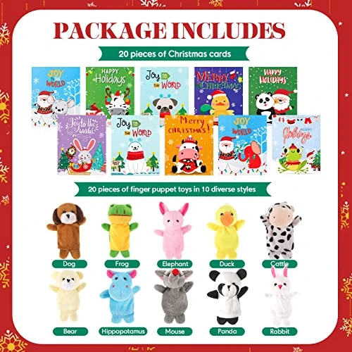 20 Pack Christmas Finger Puppets Cards Set, Xmas Classrooms Exchange Gifts Party Favors, Christmas Stocking Stuffers Goodies Bags Fillers For Kids 4 20 Pack Christmas Finger Puppets Cards Set, Xmas Classrooms Exchange Gifts Party Favors, Christmas Stocking Stuffers Goodies Bags Fillers For Kids - Image 2