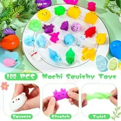 Leitee 100 Pack Easter Eggs Filled With Squishy, Squeeze Toys, Easter Eggs With Toys Inside Kawaii Party Favors For Easter Eggs Hunt Game Easter Party Baskets Stuffers -Folkmanis Toys Shop 5109e53tlNL