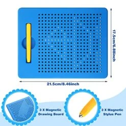Yexiya 3 Packs Magnetic Kids Board For Kids Magnetic Bead Drawing Board Magnet Toys With Pen And Bead Learning Writing Board For Educational Preschool Gift, Travel, Trip