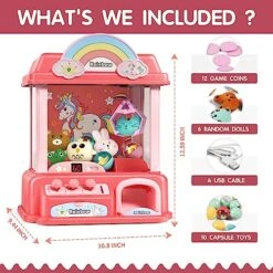 Claw Machine For Kids, Mini Vending Machines Arcade Candy Indoor Claw Game Prizes Fun Toy, Electronic Small Pink Toys For Girls，Gifts For 5 6 7 8 9 10 Year Old -Folkmanis Toys Shop 510GFcmJdRL