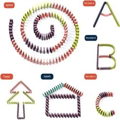 JEWAB Kids Electric Domino Train Set, 100Pcs Fun And Colorful Domino Rally Train Building, Auto Stacking Block Set, Children Creative Toy Game Educational Play For 3-12 Year Old Boys And Girls (A) -Folkmanis Toys Shop 510GXio3xAL