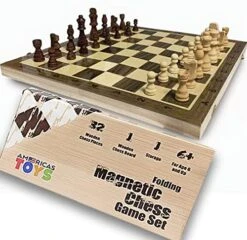 Magnetic Chess Set With Folding Chess Board, Magnetic Pieces, Storage Slots – Americas Toys Travel Games Set – Family Friendly Party Mini Сhess Game For Two Players (Ages 6+) Packaging May Vary -Folkmanis Toys Shop 510H4LjtOL. AC