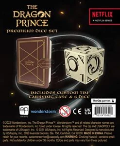 USAopoly The Dragon Prince Premium Dice Set | Collectible D6 Dice With Collectible Tin Case | Based On The Hit Netflix Show | Officially Licensed Dragon Prince Gift & Merchandise 8 USAopoly The Dragon Prince Premium Dice Set | Collectible D6 Dice With Collectible Tin Case | Based On The Hit Netflix Show | Officially Licensed Dragon Prince Gift & Merchandise -Folkmanis Toys Shop 510HY94sEbL