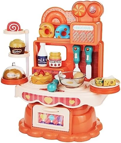 YOKNGAK Play Kitchen Set For Kids, Pretend Kitchen Playset Toys For Toddlers With 27 PCS Realistic Cooking Accessories, Desktop Play Food & Cookware Toy For Kids Ages 3+,Red Set 6 YOKNGAK Play Kitchen Set For Kids, Pretend Kitchen Playset Toys For Toddlers With 27 PCS Realistic Cooking Accessories, Desktop Play Food & Cookware Toy For Kids Ages 3+,Red Set - Image 4