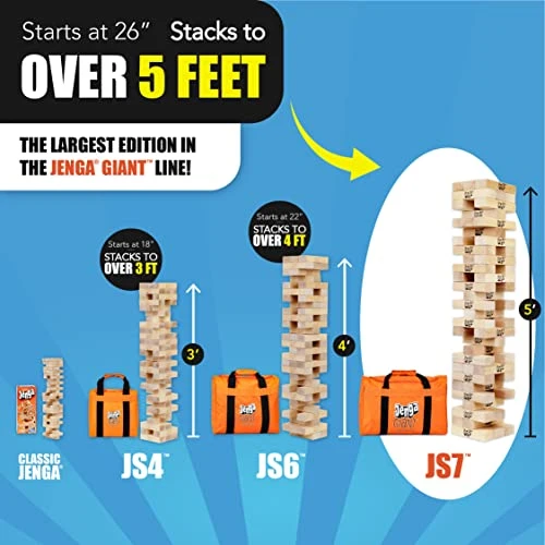 ECR4Kids Jumbo 4-to-Score, Giant Game & Jenga Official Giant JS7 - Jumbo Large Size Stacks To Over 5 Feet, Includes Heavy-Duty Carry Bag, Premium Hardwood Blocks, Splinter Resistant, Precision 9 ECR4Kids Jumbo 4-to-Score, Giant Game & Jenga Official Giant JS7 - Jumbo Large Size Stacks To Over 5 Feet, Includes Heavy-Duty Carry Bag, Premium Hardwood Blocks, Splinter Resistant, Precision - Image 7