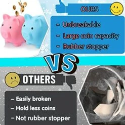 Large Piggy Bank Plus For Sbrvaniy Unbreakable Money Bank,Large Size Coin Bank For Boys And Girls, My First Gifts For Birthday, Christmas, Baby Shower (Pink) 13 Large Piggy Bank Plus For Sbrvaniy Unbreakable Money Bank,Large Size Coin Bank For Boys And Girls, My First Gifts For Birthday, Christmas, Baby Shower (Pink) -Folkmanis Toys Shop 510jr4qDgLL