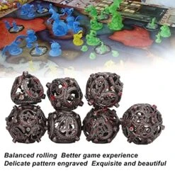 7Pcs Hollow Dice Kit,Copper Stool Portable Rolling Sculpting Metal Polygonal Dice Kit Suitable For Chessboard Games (Bloodstained) -Folkmanis Toys Shop 510oWHdP1NL