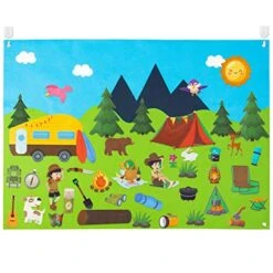 WATINC 46Pcs Camping Felt Board Story Set Camping Adventure Camp Out Preschool Large Wall Storyboard Forest Theme Early Learning Storytelling Play Board Hanging Kit For Toddler Kids 41 X 30 Inch