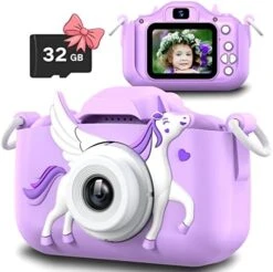 Slothcloud Unicorn Kids Selfie Camera,Unicorn Gifts For Girls Age 3-12,HD Kids Digital Video Cameras For Toddler,Toy For 3 4 5 6 7 Years Old Teens With 32GB SD Card,Christmas Birthday Gift For Girls -Folkmanis Toys Shop 510zx4lr qL. AC