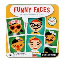 Petit Collage Funny Face Magnetic Travel Play Set – Fun Game For Families, Ideal For 2-4 Players, Ages 4+ – Travel Game For Kids With Handy Portable Tin – Make A Great Gift Idea