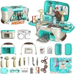 Jade Hare Kids Kitchen Playset Portable, Play Kitchen Set For Toddlers With Music & Light Kitchen Toys For Kids Ages 4-8 Toddler Sink Toy With Running Water Pretend Cooking Food -Folkmanis Toys Shop 5113Veqy2FL. AC