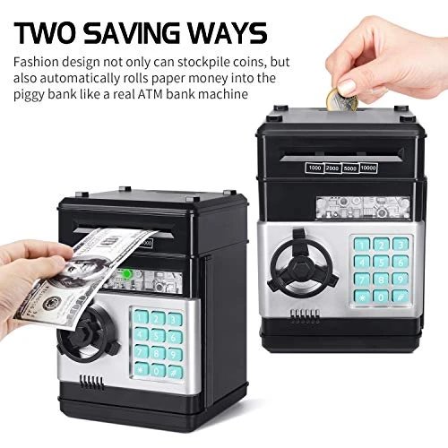 KMiKE Electronic Piggy Bank For Kids Cash Coin Cartoon ATM Money Saver Coin Bank For Kids With Password Great Gift Toy For Kids Children (Black) 6 KMiKE Electronic Piggy Bank For Kids Cash Coin Cartoon ATM Money Saver Coin Bank For Kids With Password Great Gift Toy For Kids Children (Black) - Image 4