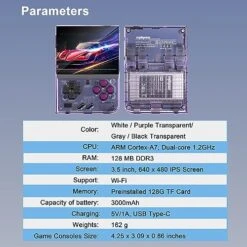 Miyoo Mini Plus Handheld Game Console 3.5 Inch Classic System Retro Video Games Consoles Portable Rechargeable Hand Held 128G With Case Purple -Folkmanis Toys Shop 511DD4pgm2L