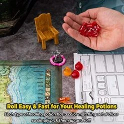 Lynx 15 DND Healing Potion Tokens And Each Potion Level Has A Color Matching D4 Dice Set To Easily Track & Roll For Your D&D Potions - Dungeons And Dragons Role Playing Gift RPG Accessories Markers -Folkmanis Toys Shop 511Dtb7FalL