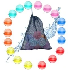 Lileigh Reusable Water Balloons, Summer Water Toys, Outdoor Toys, Pool Toys, Self-Sealing Water Bomb For Kids Adults, Silicone Water Ball Easy Quick Fill, Fun Splash Water Bomb Party Supplies(18 PCS)