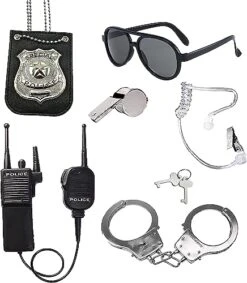 Falinpitos 6PCS Police Pretend Play Toy Set Walkie Talkies Badge Costume Accessories For Kids Birthday Party Present