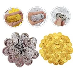 SAFIGLE 200pcs Pirate Gold Coin Pirate Playset Metal Pirate Coins Treasure Embossed Coins Makeup For Pirate Accessories Simulation Treasure Coins Funny Game Coins Gem 10 SAFIGLE 200pcs Pirate Gold Coin Pirate Playset Metal Pirate Coins Treasure Embossed Coins Makeup For Pirate Accessories Simulation Treasure Coins Funny Game Coins Gem -Folkmanis Toys Shop 511IWjM9fJL