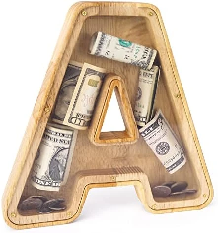 WOOD CITY Letter Piggy Bank For Adults Boys Girls Kids, Wooden 9 Inch Large Personalized Bills And Coins Bank Money Box, Customized Name DIY Creative Gift For Real-Money, Alphabet Decorations (B) 7 WOOD CITY Letter Piggy Bank For Adults Boys Girls Kids, Wooden 9 Inch Large Personalized Bills And Coins Bank Money Box, Customized Name DIY Creative Gift For Real-Money, Alphabet Decorations (B) - Image 5