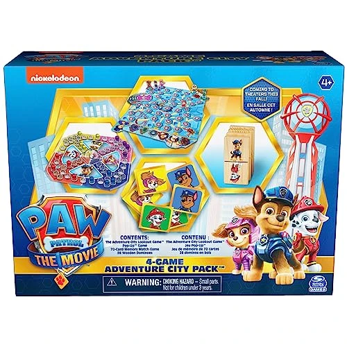 PAW Patrol: The Movie, 4-Game Adventure City Pack Memory Match, Pop-Up, Wooden Dominoes, & Lookout Games, PAW Patrol Toys For Kids Ages 4 And Up 3 PAW Patrol: The Movie, 4-Game Adventure City Pack Memory Match, Pop-Up, Wooden Dominoes, & Lookout Games, PAW Patrol Toys For Kids Ages 4 And Up