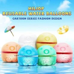 Hiliop Reusable Water Balloons For Kids, Splash Refillable Magnetic Water Balloons Bombs Self Sealing Quick Fill With Mesh Bag (12PCS) -Folkmanis Toys Shop 511OzWlqGYL