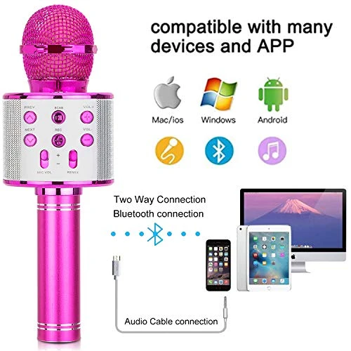 HL Audio Christmas Toys Kids Girls Karaoke Microphone, Wireless Bluetooth Karaoke Microphone For Kids Girls, Singing Toys For 3-12 Year Old, Kids Girls Microphone For Singing (Pink) 3 HL Audio Christmas Toys Kids Girls Karaoke Microphone, Wireless Bluetooth Karaoke Microphone For Kids Girls, Singing Toys For 3-12 Year Old, Kids Girls Microphone For Singing (Pink)