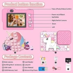 2023 New Upgrade Building Block Kids Camera With Unicorn Pop Purse Gift, 2.4-inch 1080P HD Camera For Kids Toddler, Toys For 3 4 5 6 7 8 9 Year Old Girls With 32GB SD Card - Pink -Folkmanis Toys Shop 511eEswKUvL
