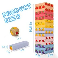 Gentle Monster Wooden Stacking Board Games, 54 Pcs Fruit Colored Tower Building Blocks Games For Kids, Wood Balancing Blocks Montessori Toy Gift For Boys Girls -Folkmanis Toys Shop 511kC4HzNkL