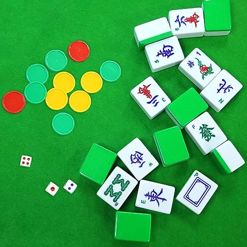 ORIENTOOLS Chinese Mahjong Game Set - 1.5" Large Mah Jongg Set - Green Mahjong Tiles Set Contains 144 Melamine Tiles, 2 Spare Tiles 6 ORIENTOOLS Chinese Mahjong Game Set - 1.5" Large Mah Jongg Set - Green Mahjong Tiles Set Contains 144 Melamine Tiles, 2 Spare Tiles - Image 4