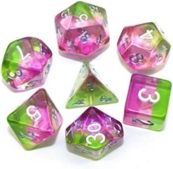 7PCS Polyhedral DND Dice, D&D Dice Set Translucent Tricolour Resin Dice With 3 Overlays For Role Playing Dice Games As DND RPG MTG Table Games (White Violet Blue) -Folkmanis Toys Shop 5127g1ulx L. AC