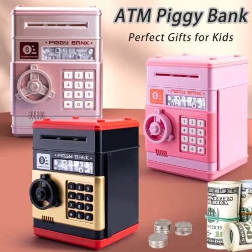 ATM Piggy Bank For Girls Boys, PhilaeEC Real Money Cash Coin Can Saving Box Electronic Money Safe Bank For Kids Baby And Adult Collection Games Supplies - Hot Birthday Gifts (Pink) 6 ATM Piggy Bank For Girls Boys, PhilaeEC Real Money Cash Coin Can Saving Box Electronic Money Safe Bank For Kids Baby And Adult Collection Games Supplies - Hot Birthday Gifts (Pink) - Image 4